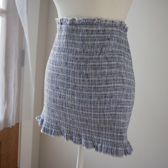 Blue Textile Ruffle Mini Skirt Cottage Indie Fairy Short Skirt from After Market - Picture 7 of 8